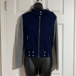 Charlotte Russe Cropped Two Tone Hooded Jacket Sz S